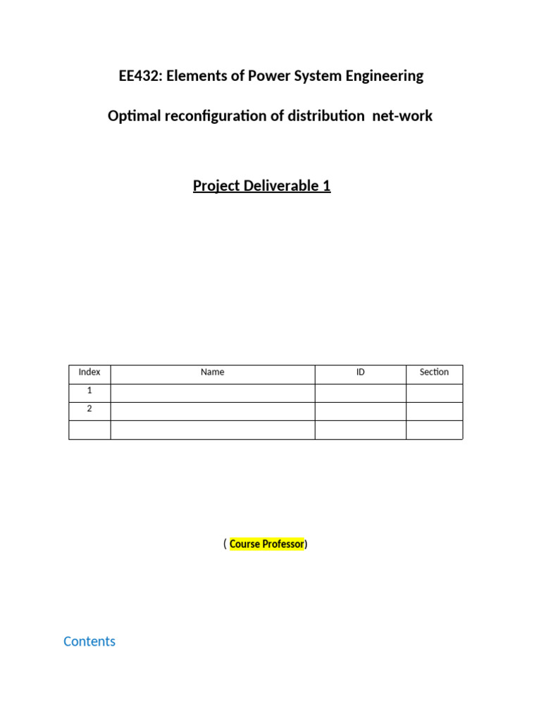 Power System Network Reconfiguration Analysis | PDF | Electric Power ...