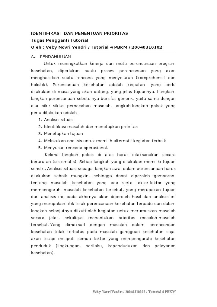 Identifikasi Masalah Kesehatan