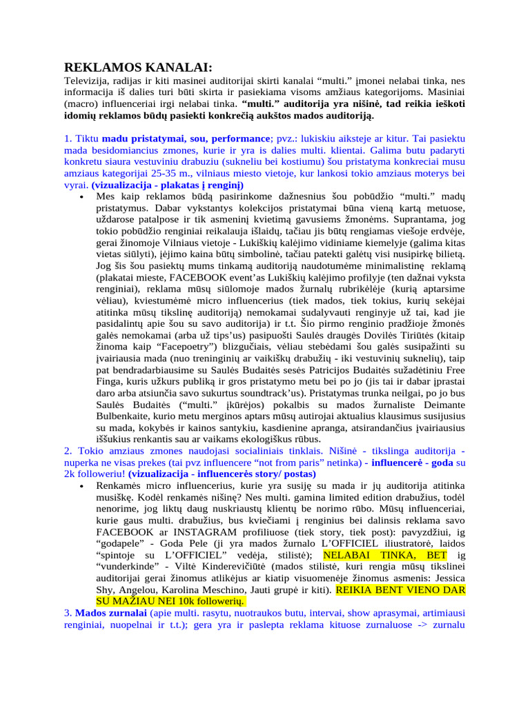 Reklamos Kanalai | PDF