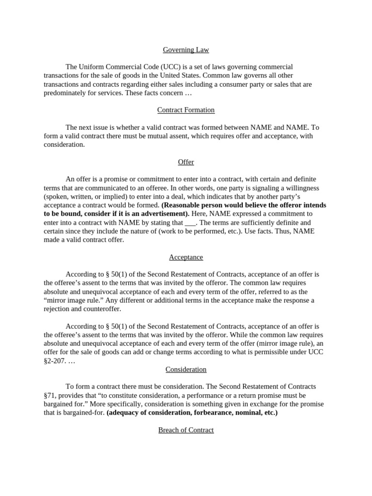 Contracts IRAC | PDF | Offer And Acceptance | Doctrine
