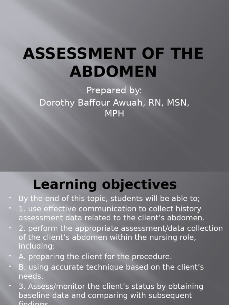 Comprehensive Abdominal Assessment Guide | PDF | Abdomen | Medical ...