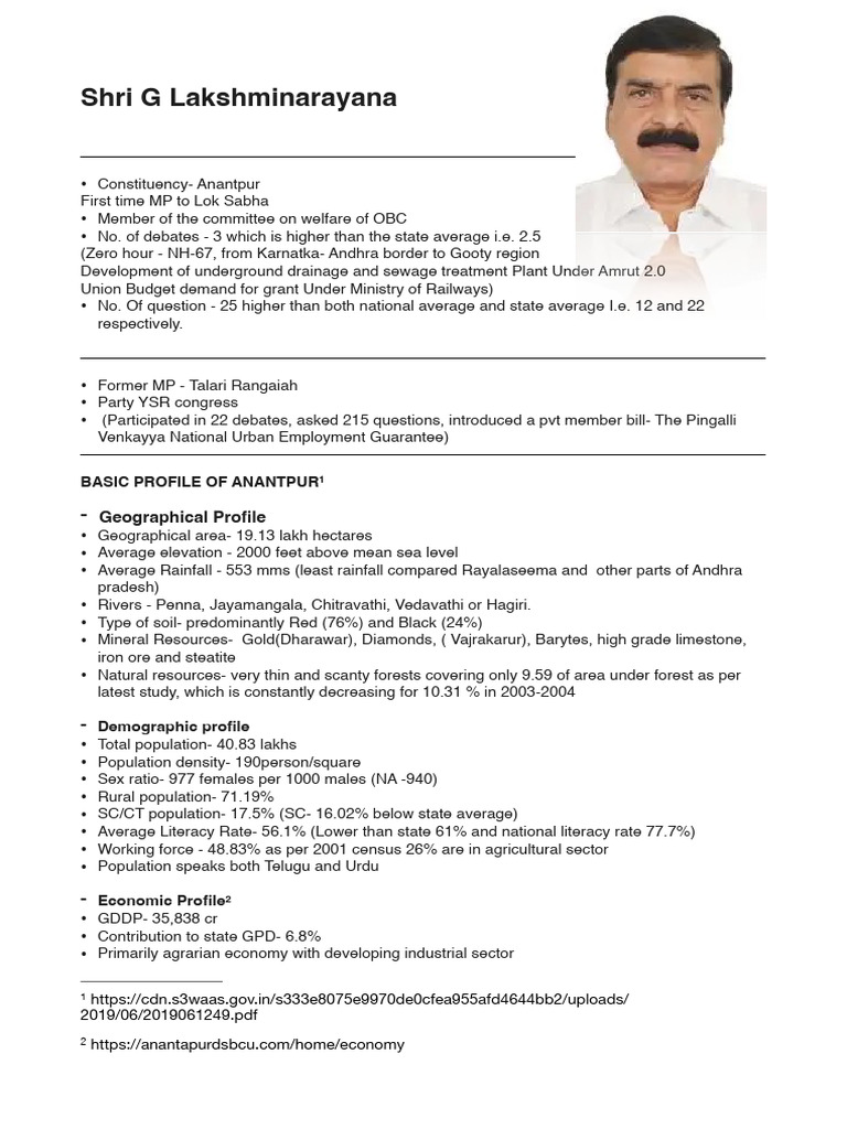 Anantpur & Guntur Political Profiles | PDF