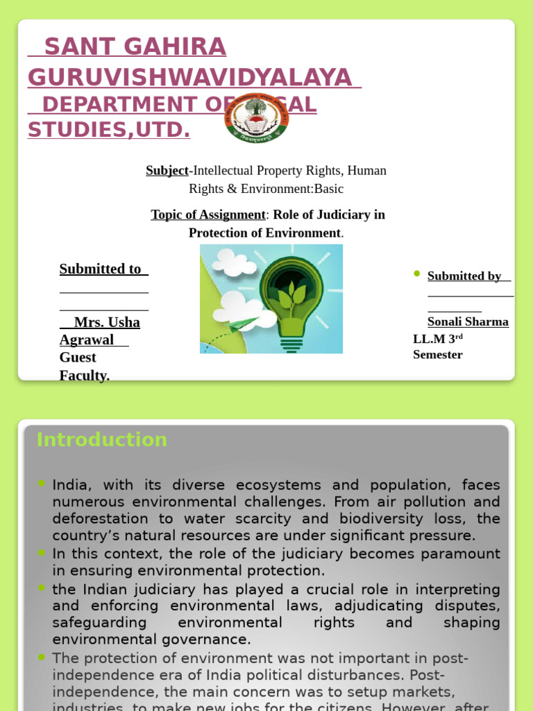 Judiciary's Role in Environmental Protection | PDF | Environmental Law ...
