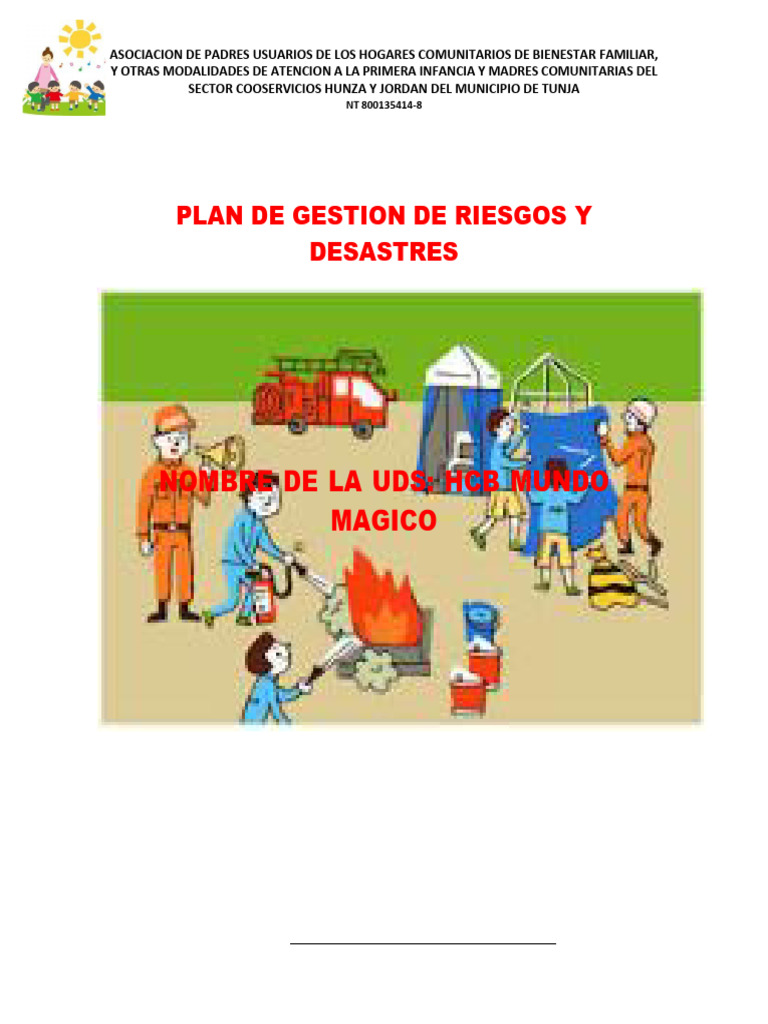 Plan de Gestion de Riesgos y Desastres - HCB Mundo Magico | PDF ...