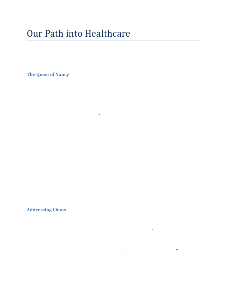 Our Path Into Healthcare | PDF | Medicine | Health Care