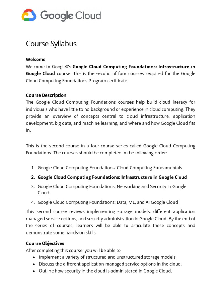 Google Cloud Computing Foundations Course | PDF | Cloud Computing ...