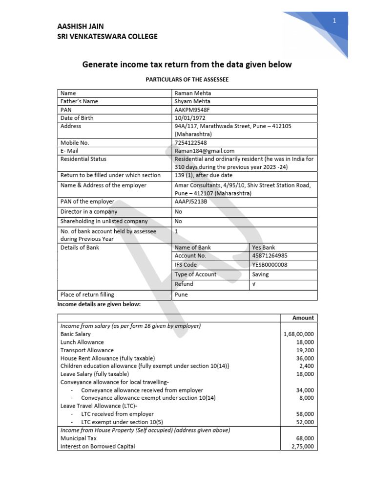Case 1 question pdf income tax taxes