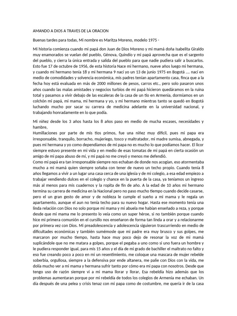 Amando A Dios A Traves de La Oracion Testimonio | PDF | Cristo (título ...