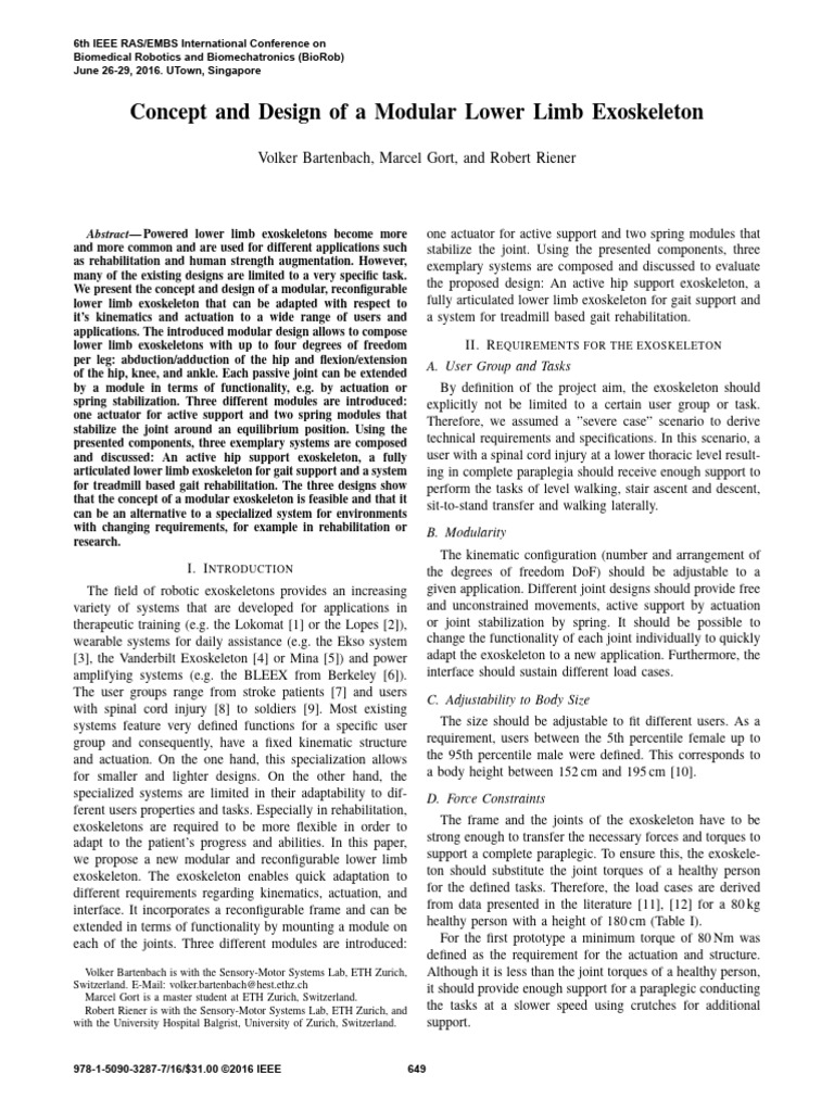 Modular Design for Lower Limb Exoskeleton | PDF | Anatomical Terms Of ...