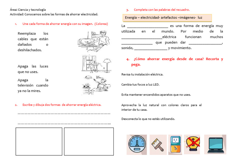 Ahorro de Energía para Niños: Actividades | PDF