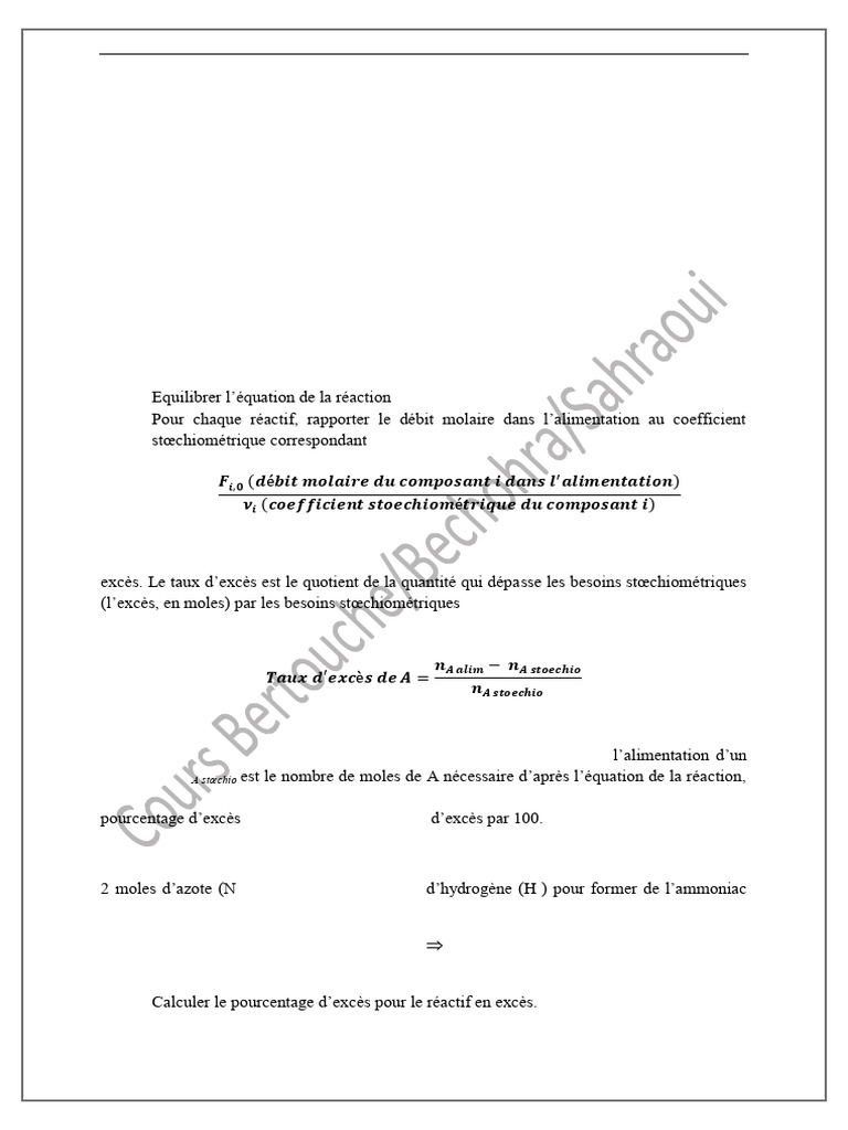 Bilan de matière en procédés réactifs | PDF | Stœchiométrie | Combustible