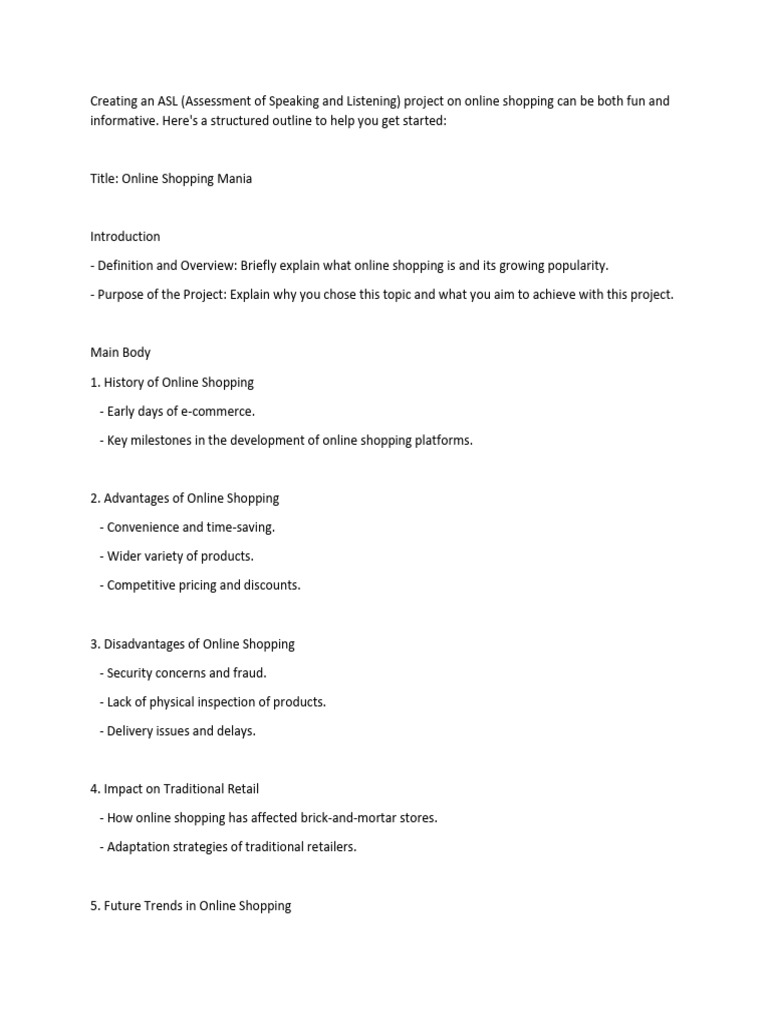 ASL Project on Online Shopping | PDF