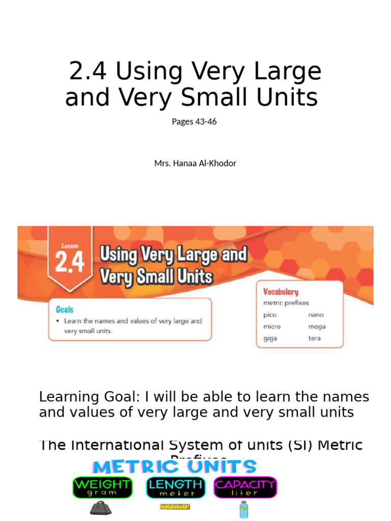 2.4 Using Very Large and Very Small Units: Pages 43-46 | PDF