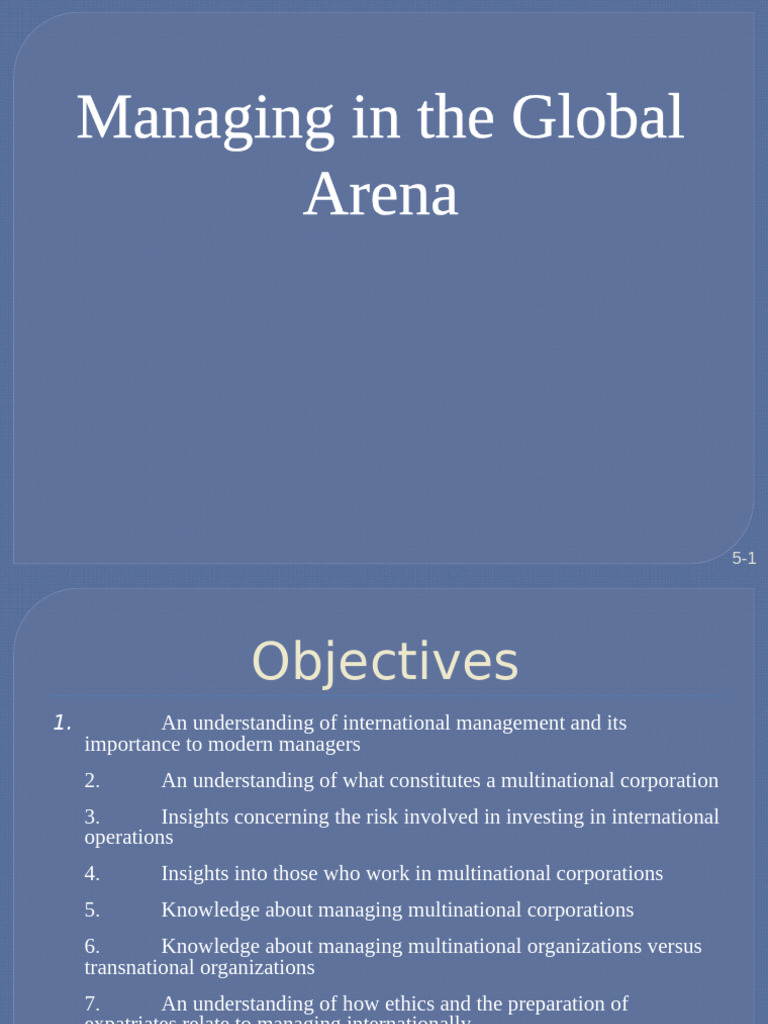 Chapter 4 Managing in The Global Arena 1 | PDF | Multinational ...