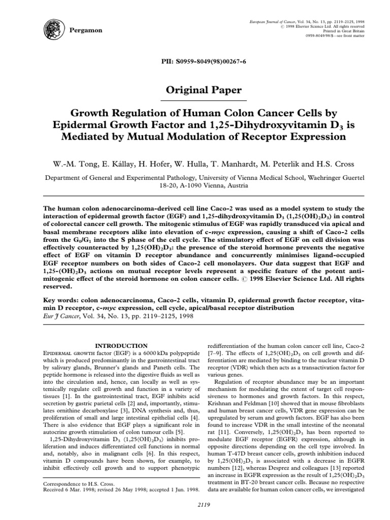 Tong 1998 | PDF | Epidermal Growth Factor | Epidermal Growth Factor ...