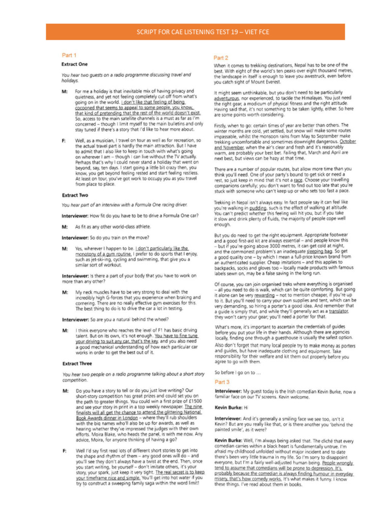 CAE Listening Test 19 Script | PDF