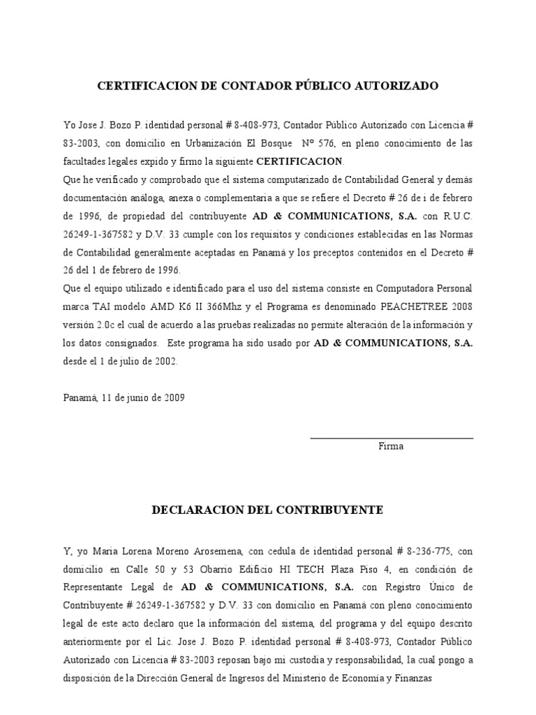 Certificacion de Contador Público Autorizado | PDF | Contador | Business