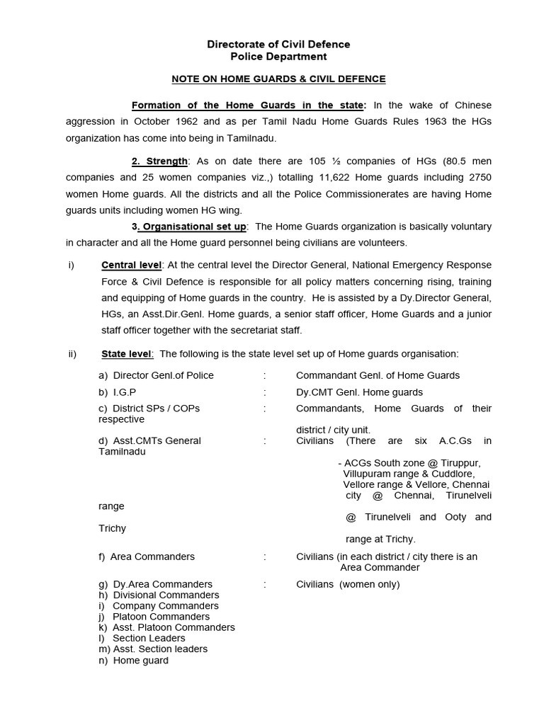 Homeguards Note Pdf Police Civil Defense