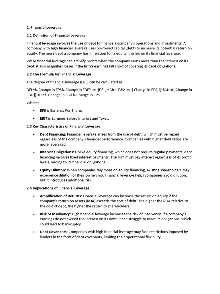 Understanding Financial Leverage Basics | PDF