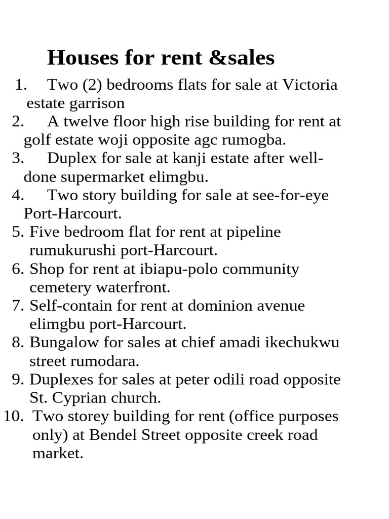 Houses For Rent | PDF