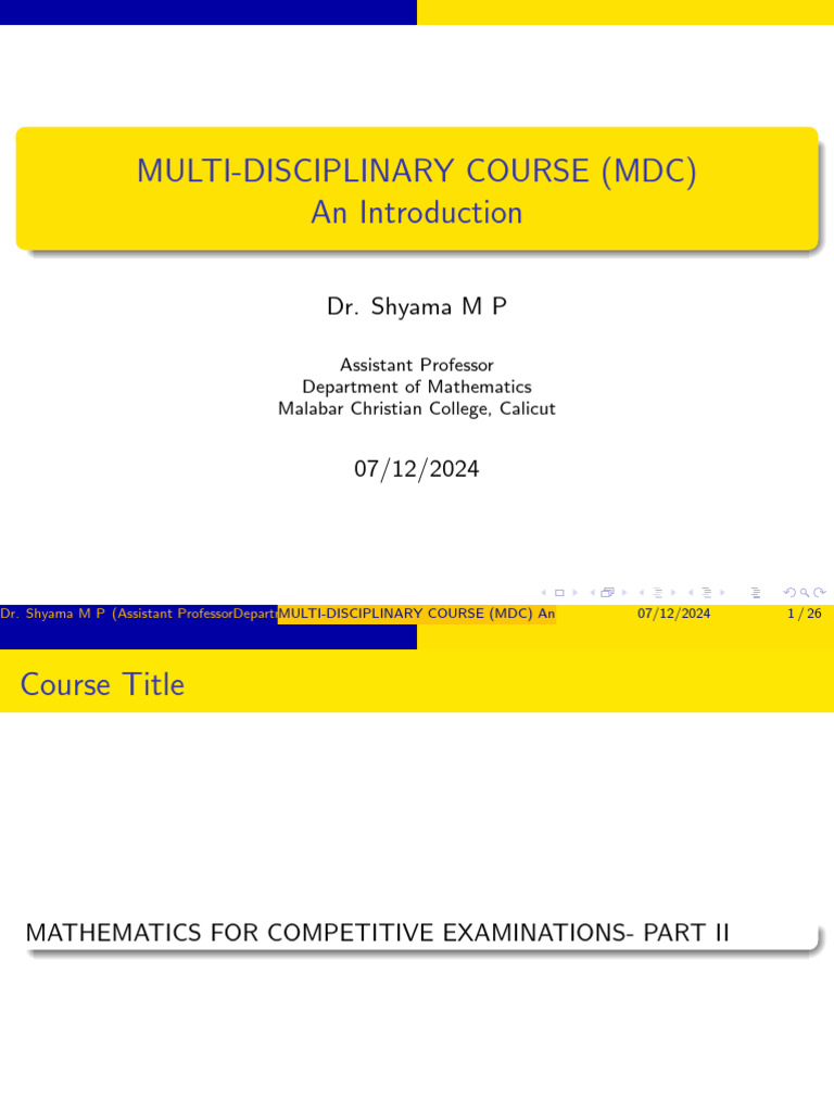 Introduction to MDC Mathematics Course | PDF | Reason | Mathematics