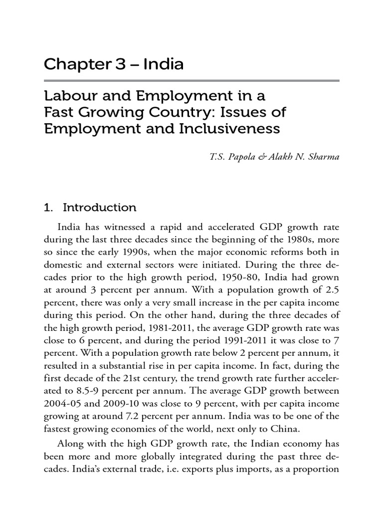 18 Labour and Employment in Fast Growing India Issues of Employment ...