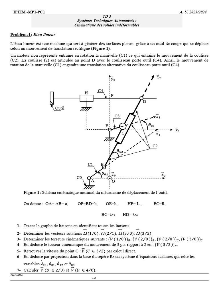 Cinématique des systèmes automatisés | PDF | Mouvement de rotation ...