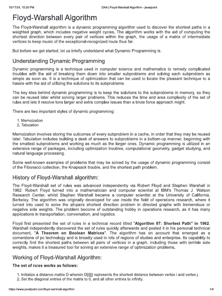 Floyd Warshell Algo | PDF