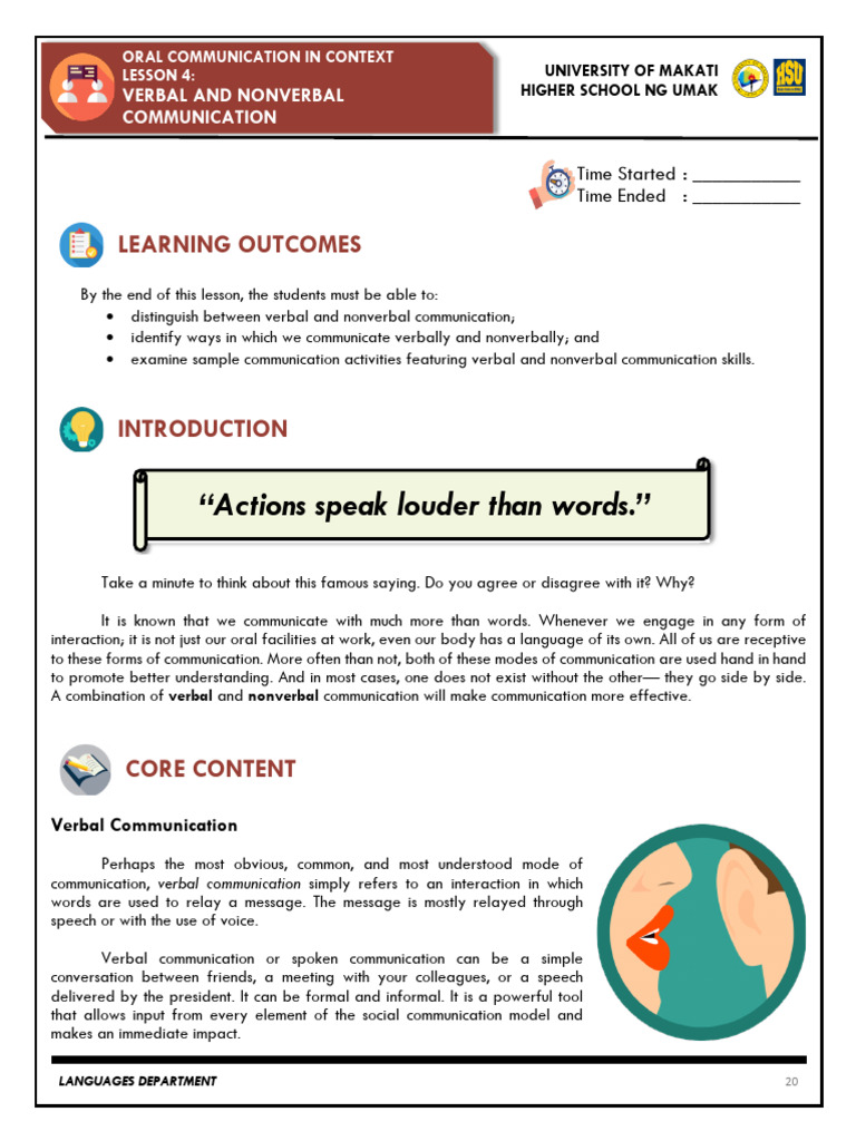 Grade 11 Verbal & Nonverbal Communication | PDF | Nonverbal ...