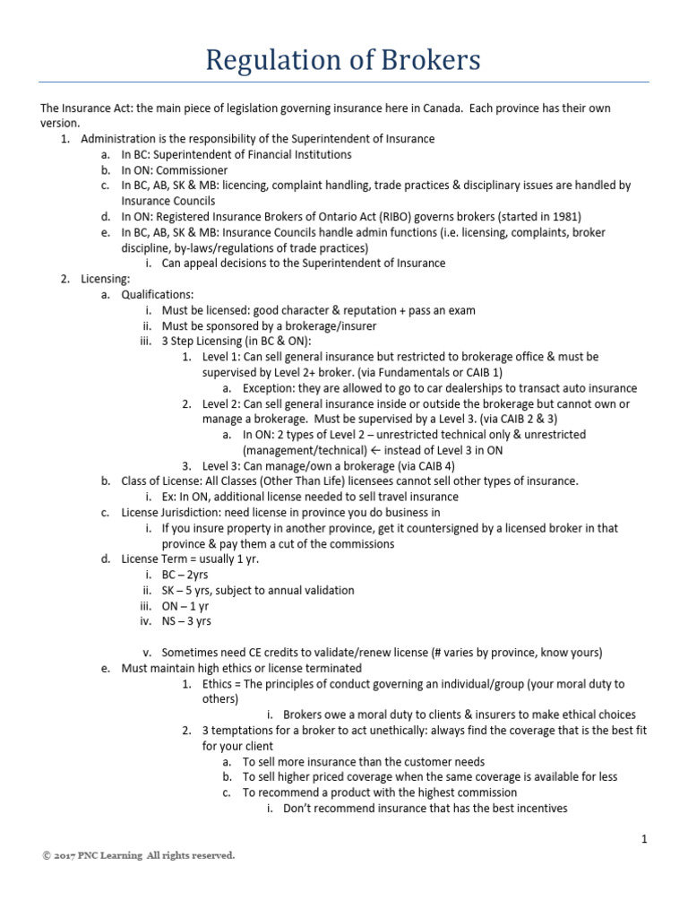 Canadian Insurance Broker Regulations | PDF | Insurance | Professional ...