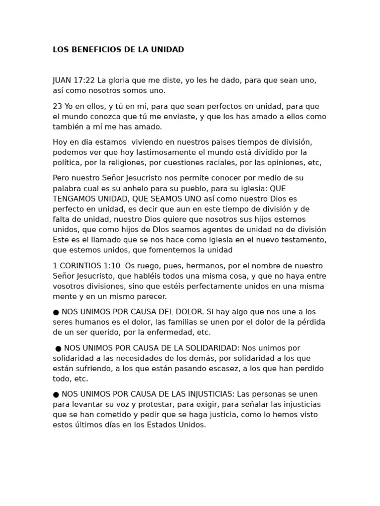 Beneficios de la Unidad en Cristo | PDF | Cristo (título)