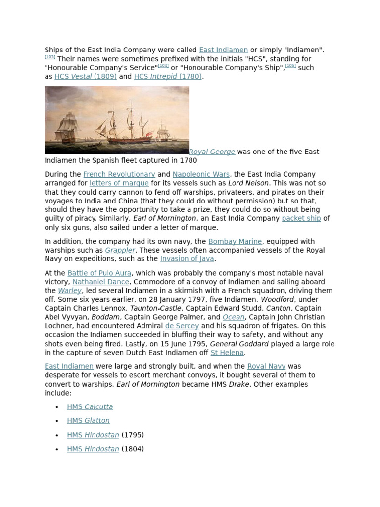 Ships of The East India Company Were Called | PDF