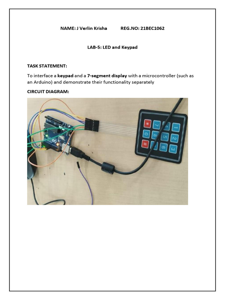 Keypad and 7-Segment Display Setup | PDF | Computer Science | Computer ...