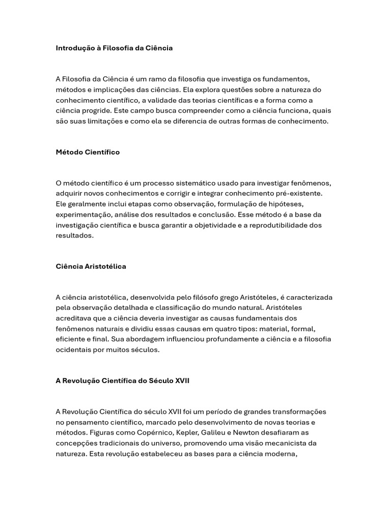 Filosofia da Ciência: Fundamentos e Métodos | PDF | Science | Método ...