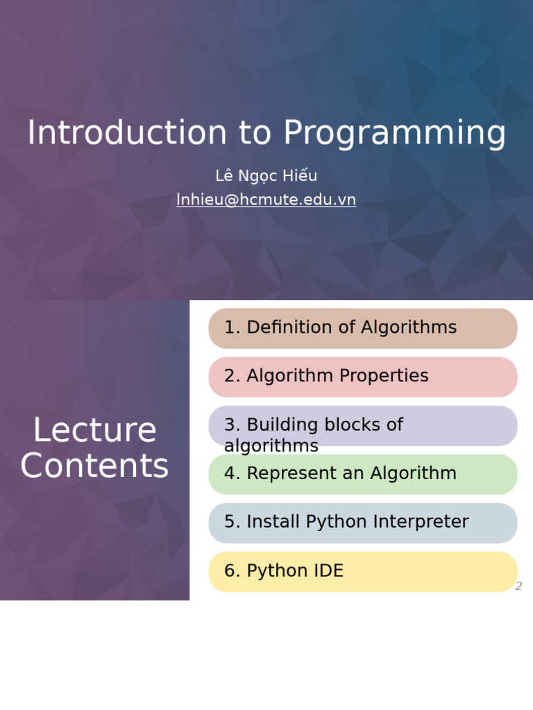 B11 01 Introduction to Programming | PDF | Algorithms | Python ...