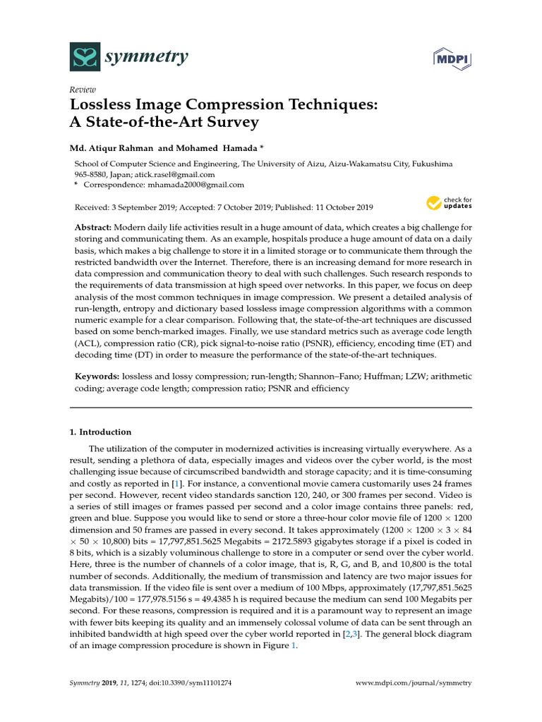 Symmetry 11 01274 v2 1 pdf data compression algorithms