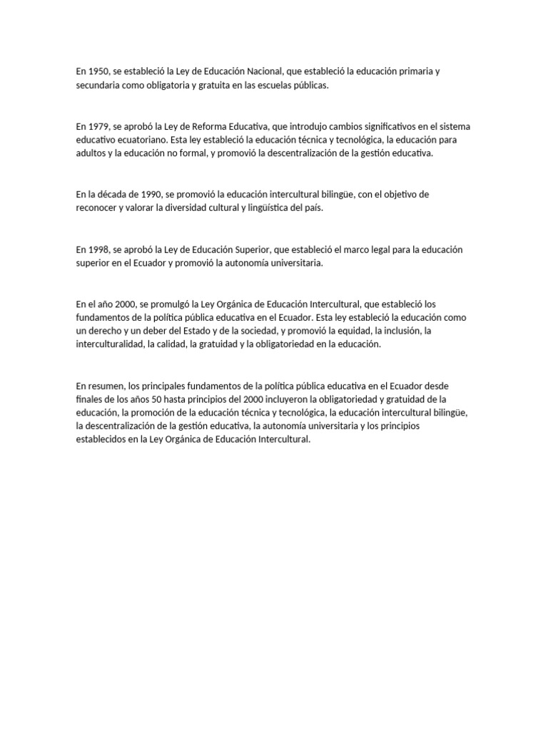 Evolución de la Educación en Ecuador | PDF