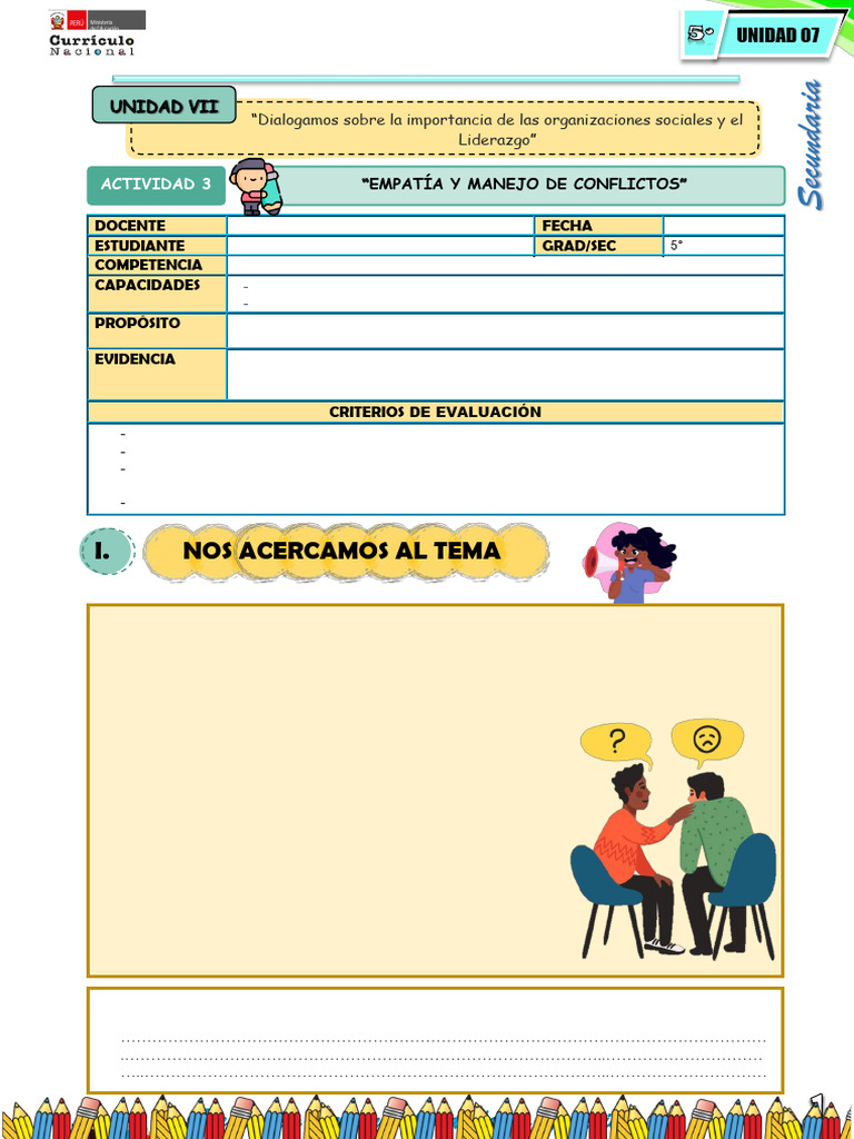 5° DPCC - Actv.03-Uni.7 2024 | PDF | Las emociones | Empatía