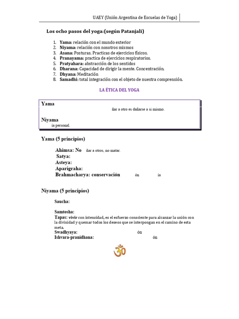 Los Ocho Pasos Del Yoga | PDF