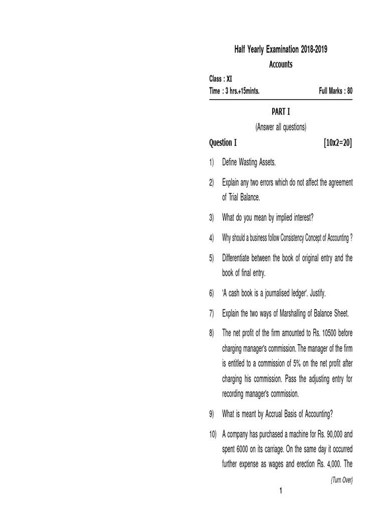 Isc Class 11 Hy Accounts 2019 | PDF | Debits And Credits | Cheque