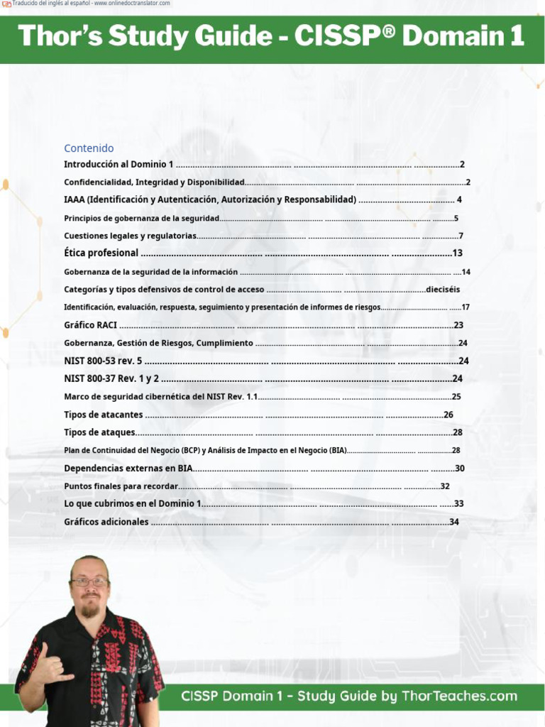 Thor's+Study+Guide+ +CISSP+Domain+1.en.es | PDF | Seguridad de ...