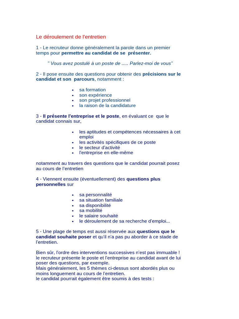 Guide de l'entretien d'embauche efficace | PDF | Entretien d'embauche