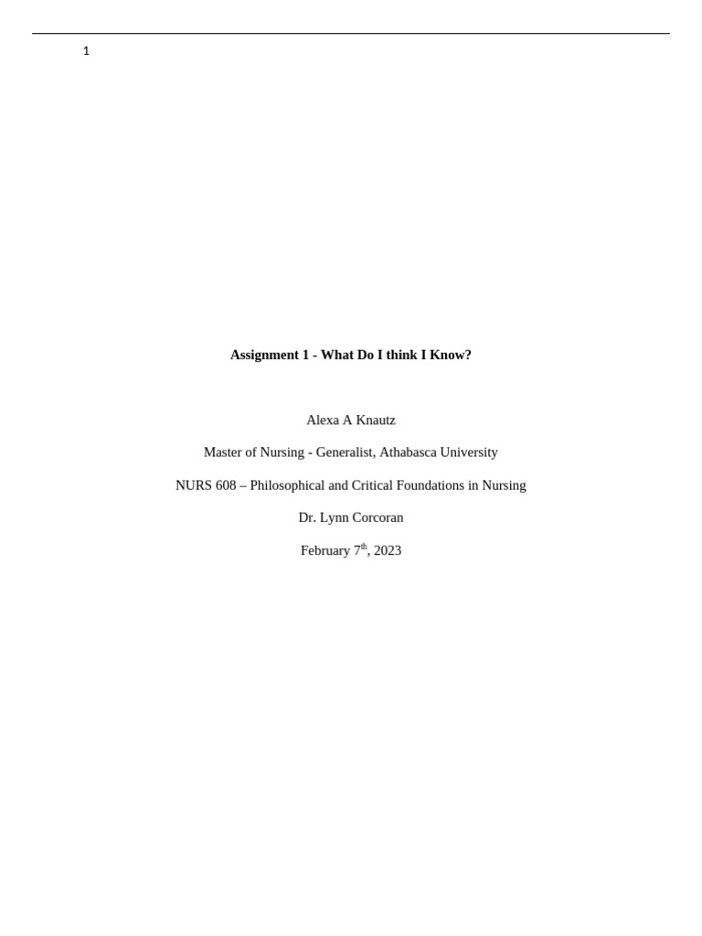 Alexa Knautz Sample Assignment 1 Nurs 608 | PDF | Multiculturalism ...