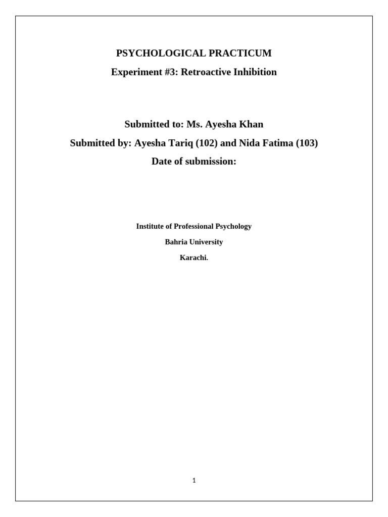Retroactive Inhibition in Memory Study | PDF | Memory | Brain
