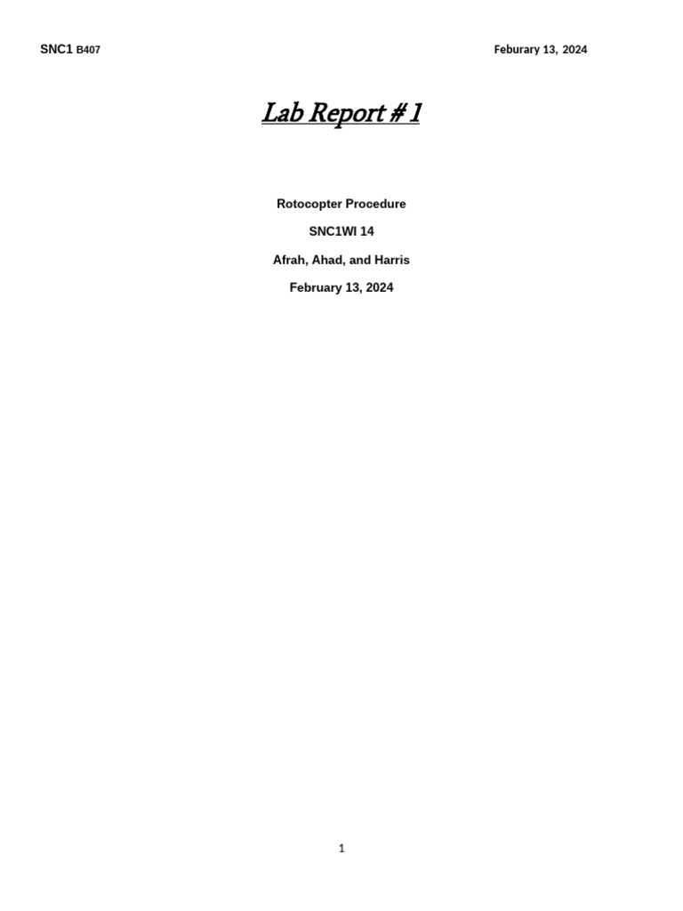 Copy of Formal Lab Report Example with Rotocopter Experiment (2) | PDF ...