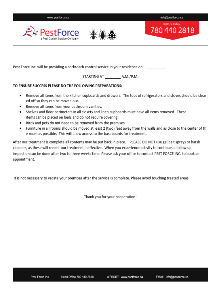 Cockroach-gel-Extermination-Preparation-Sheet | PDF