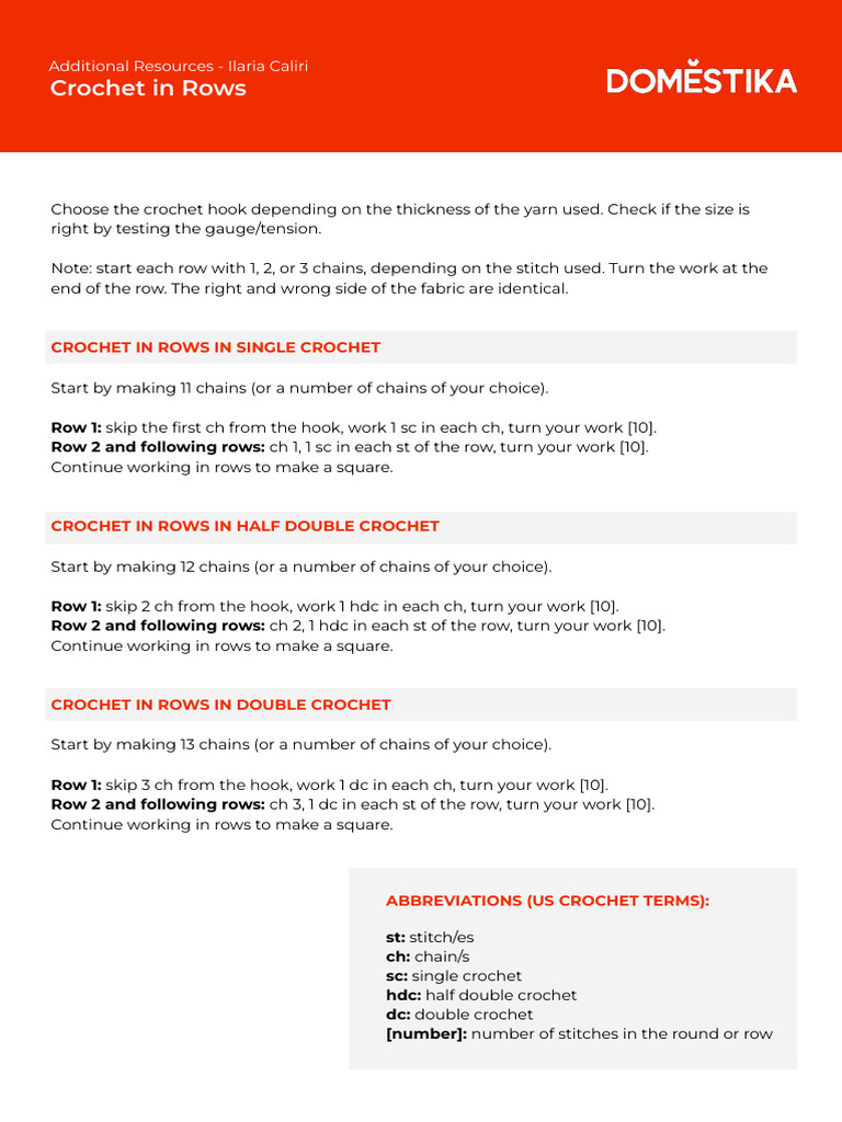 Crochet Basics: Working in Rows Guide | PDF