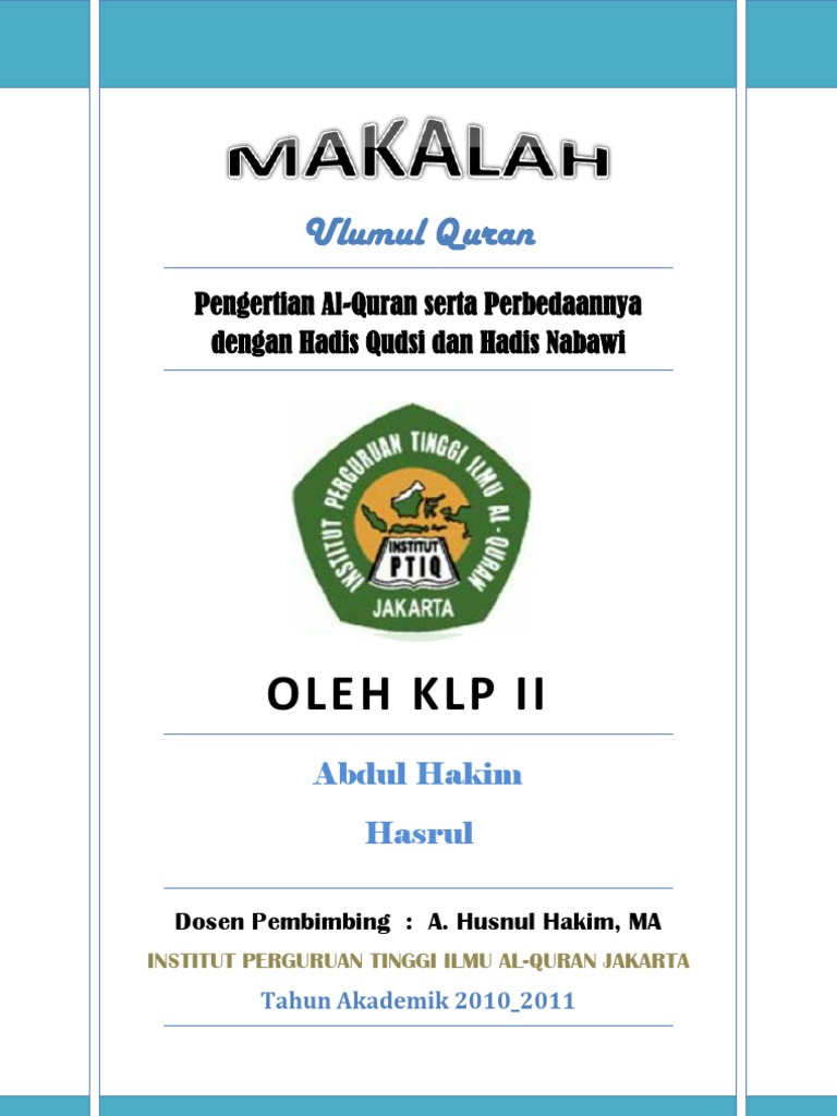 Definisi Al-Quran, Hadis Nabawi Dan Hadis Qudsi PDF
