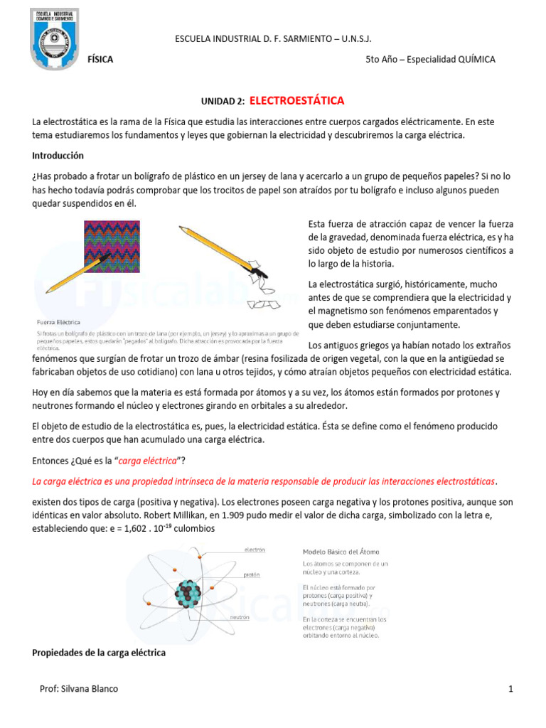 Fundamentos de Electroestática en Física | PDF | Carga eléctrica ...