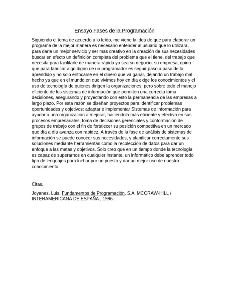 Ensayo Fases de la Programacion | PDF